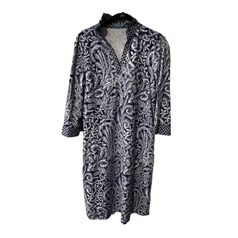 J. MCLAUGHLIN Durham Floral Paisley Dress Ruffle Neck Catalina Cloth